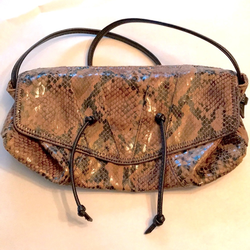 Falchi by Falchi Faux Snakeskin Shoulder Clutch